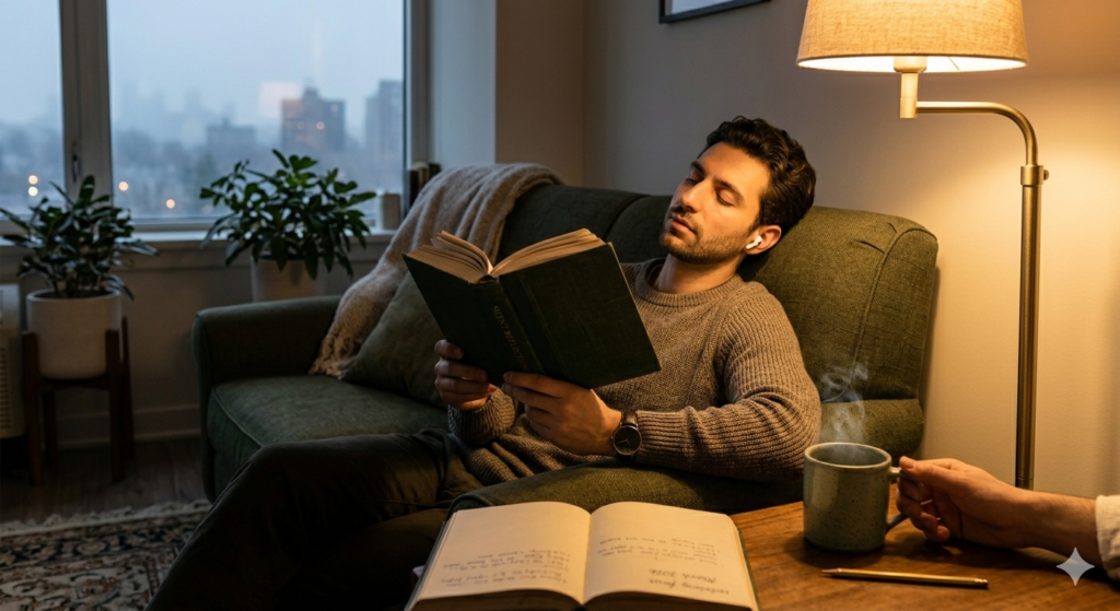 Reclaiming mental focus in 2026 by reading timeless classic books at night.