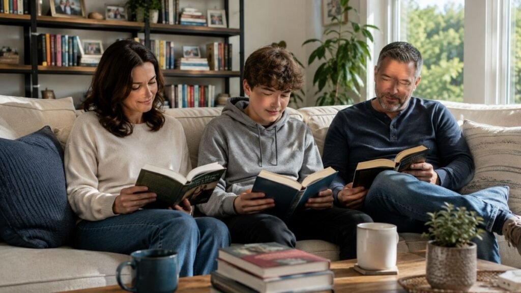 Weekend family reading routine for seventh graders